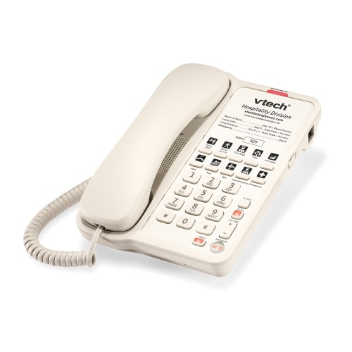 VTech® A1210-A Classic Analog Single Line Corded Speaker Telephone, 10 Guest Service Keys, Ash